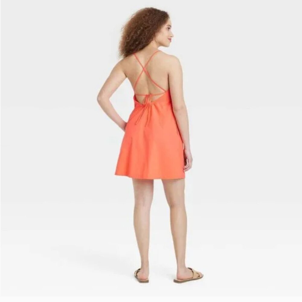 Women's A New Day Sleeveless Shift Mini Dress in Orange Sz XL